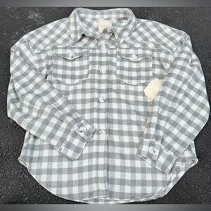 Altar'd State‎ Shirt  Large M Gray  Flannel Polyester Heavy Fall Plaid Casual
